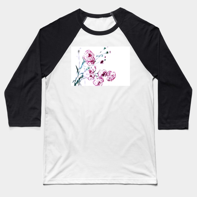 Red and white carnation flowers Baseball T-Shirt by lena-maximova